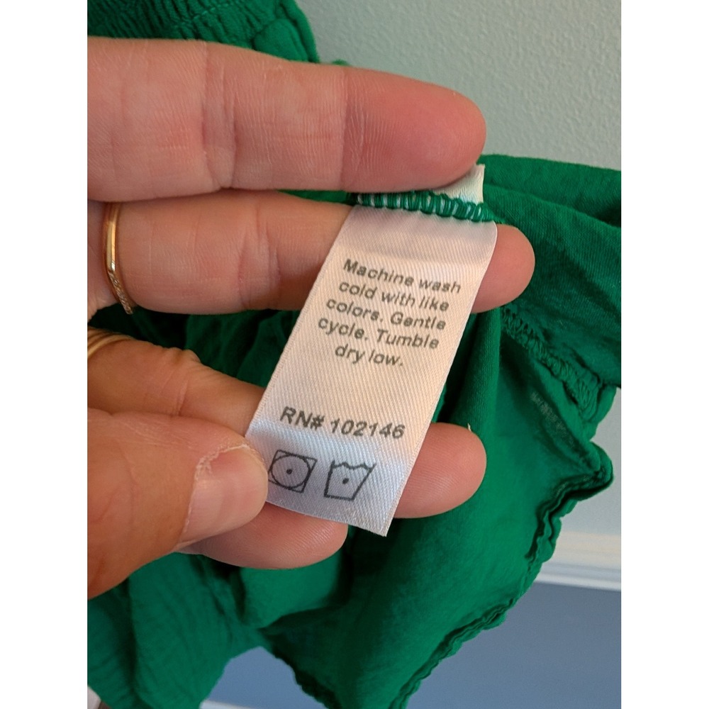 Michael Stars Green katelyn Mini Dress Cotton Gauze Smocked Ruffle Sleeve XS - Picture 7 of 8